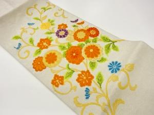 菊唐草模様織出し名古屋帯